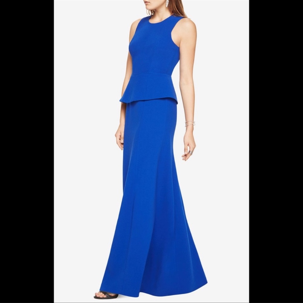 BCBGMaxazria Royal Blue Peplum Dress Gown